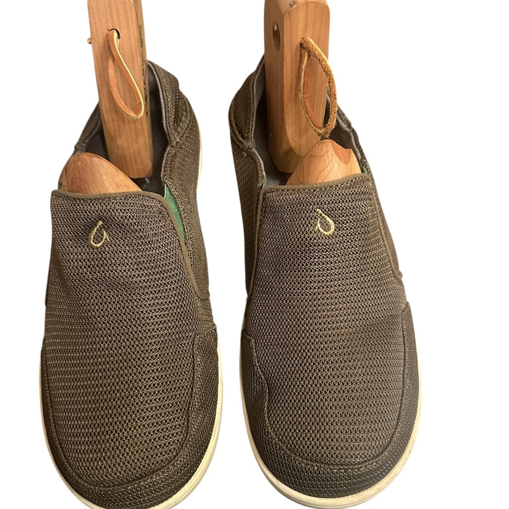 OluKai Brown Mesh Slip-On Loafers